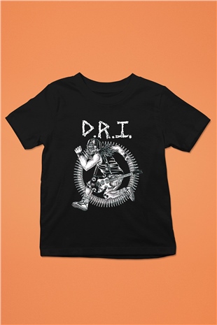 D.R.I Baskılı Siyah Unisex Çocuk Tişört