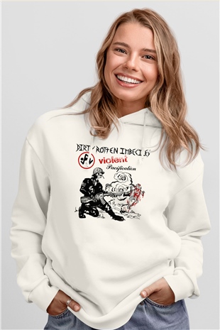 D.R.I Beyaz Unisex Kapşonlu Sweatshirt
