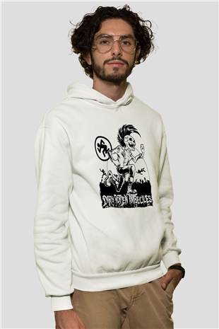 D.R.I Beyaz Unisex Kapüşonlu Sweatshirt