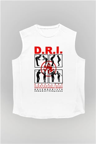 D.R.I Beyaz Unisex Kolsuz Tişört