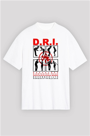 D.R.I Beyaz Unisex Oversize Tişört T-Shirt