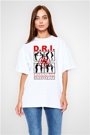 D.R.I Beyaz Unisex Oversize Tişört T-Shirt