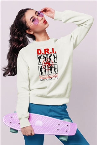 D.R.I Beyaz Unisex Sweatshirt