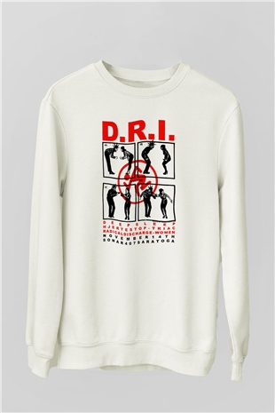D.R.I Beyaz Unisex Sweatshirt