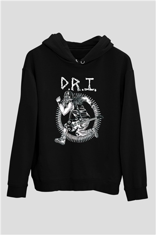 D.R.I Siyah Unisex Hoodie