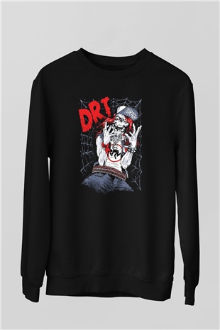 D.R.I Siyah Unisex Sweatshirt