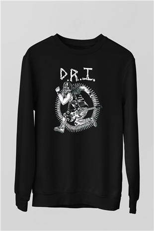 D.R.I Siyah Unisex Sweatshirt