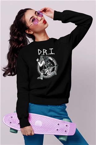 D.R.I Siyah Unisex Sweatshirt