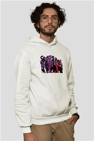 Dabi Baskılı Beyaz Unisex Hoodie