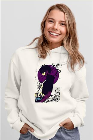 Dabi Baskılı Beyaz Unisex Hoodie