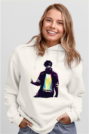 Dabi Baskılı Beyaz Unisex Hoodie