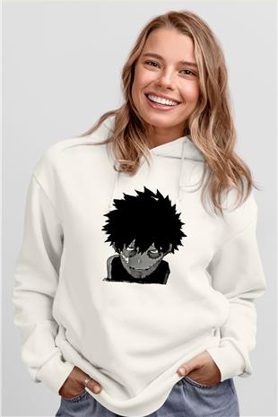 Dabi Baskılı Beyaz Unisex Hoodie