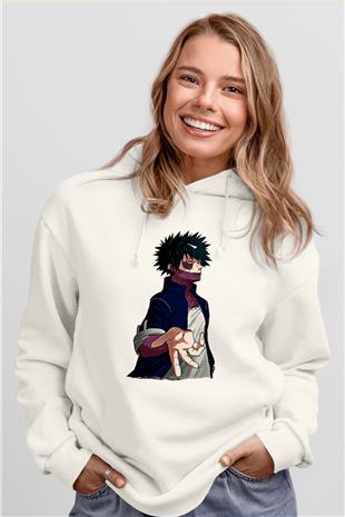 Dabi Baskılı Beyaz Unisex Hoodie