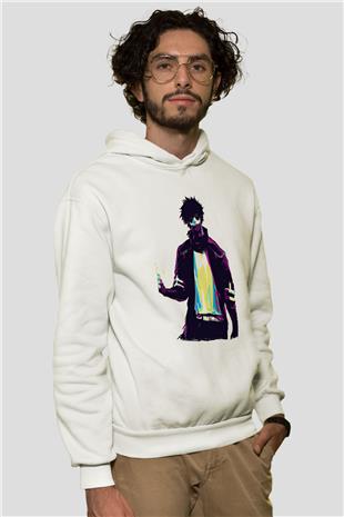 Dabi Baskılı Beyaz Unisex Hoodie
