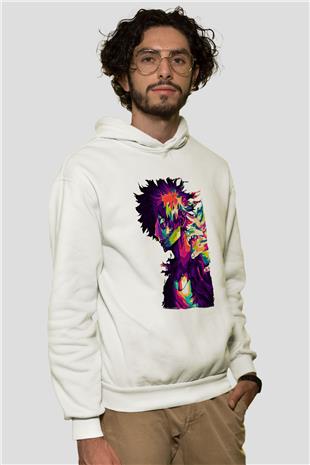 Dabi Baskılı Beyaz Unisex Hoodie