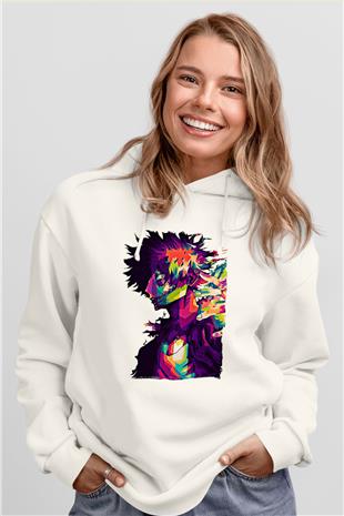 Dabi Baskılı Beyaz Unisex Hoodie