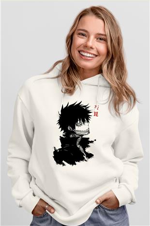 Dabi Baskılı Beyaz Unisex Hoodie