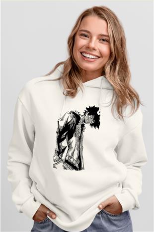 Dabi Baskılı Beyaz Unisex Hoodie