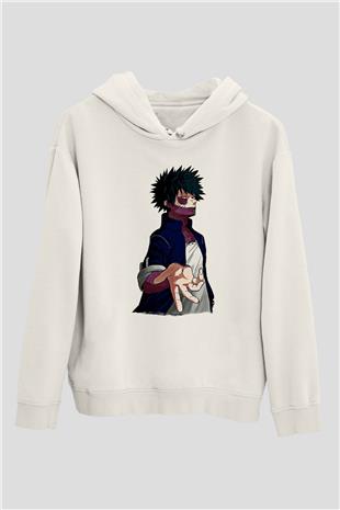 Dabi Baskılı Beyaz Unisex Hoodie