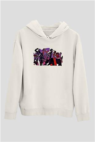 Dabi Baskılı Beyaz Unisex Hoodie