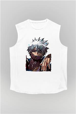 Dabi Baskılı Beyaz Unisex Kolsuz Tişört - Tshirt