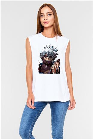 Dabi Baskılı Beyaz Unisex Kolsuz Tişört - Tshirt