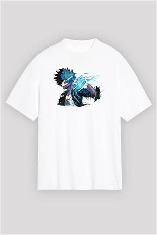 Dabi Baskılı Beyaz Unisex Oversize Tişört - Tshirt