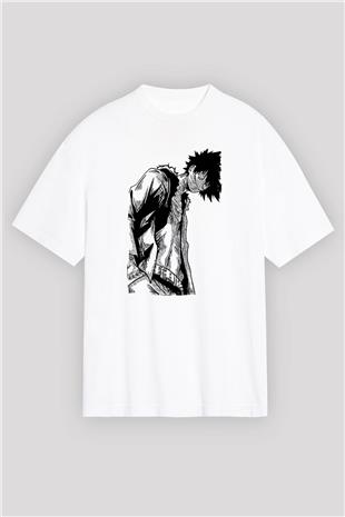 Dabi Baskılı Beyaz Unisex Oversize Tişört - Tshirt