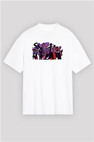 Dabi Baskılı Beyaz Unisex Oversize Tişört - Tshirt