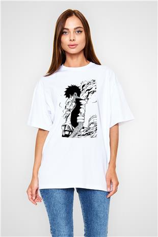 Dabi Baskılı Beyaz Unisex Oversize Tişört - Tshirt