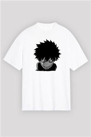 Dabi Baskılı Beyaz Unisex Oversize Tişört - Tshirt