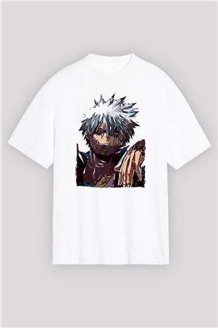 Dabi Baskılı Beyaz Unisex Oversize Tişört - Tshirt