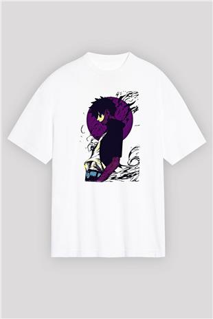 Dabi Baskılı Beyaz Unisex Oversize Tişört - Tshirt