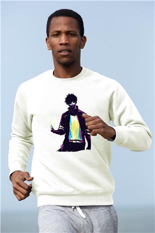 Dabi Baskılı Beyaz Unisex Sweatshirt