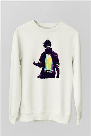 Dabi Baskılı Beyaz Unisex Sweatshirt