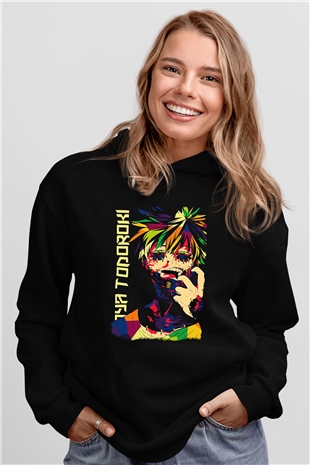 Dabi Baskılı Unisex Siyah Hoodie
