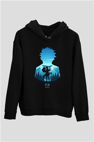 Dabi Baskılı Unisex Siyah Hoodie