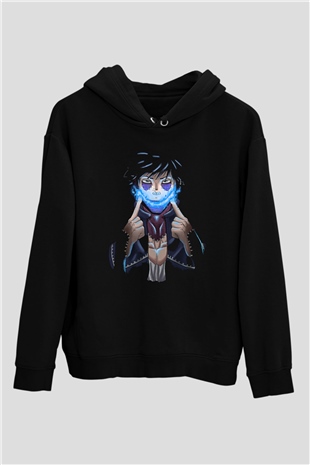 Dabi Baskılı Unisex Siyah Hoodie