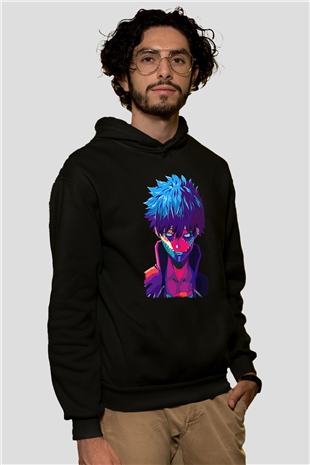 Dabi Baskılı Unisex Siyah Hoodie