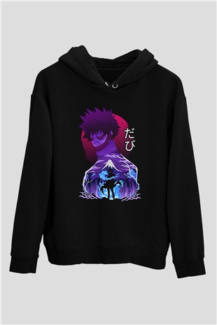 Dabi Baskılı Unisex Siyah Hoodie