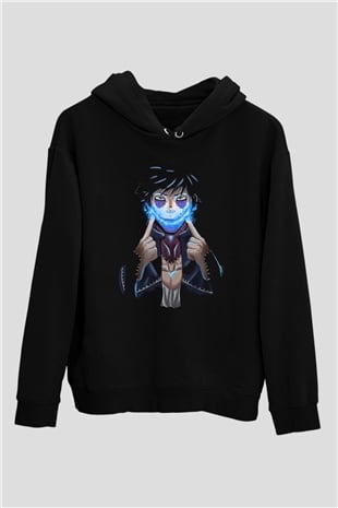 Dabi Baskılı Unisex Siyah Hoodie