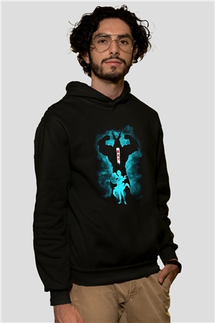 Dabi Baskılı Unisex Siyah Hoodie
