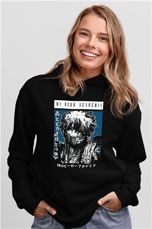 Dabi Baskılı Unisex Siyah Hoodie