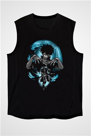 Dabi Baskılı Unisex Siyah Kolsuz Tişört - Tshirt