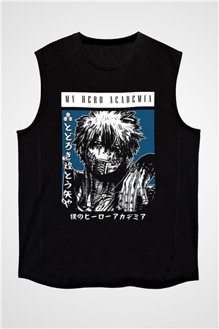 Dabi Baskılı Unisex Siyah Kolsuz Tişört - Tshirt