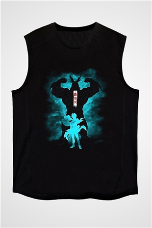 Dabi Baskılı Unisex Siyah Kolsuz Tişört - Tshirt
