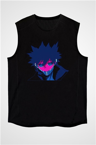 Dabi Baskılı Unisex Siyah Kolsuz Tişört - Tshirt