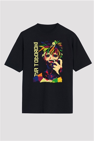 Dabi Baskılı Unisex Siyah Oversize Tişört - Tshirt