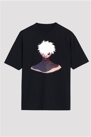 Dabi Baskılı Unisex Siyah Oversize Tişört - Tshirt
