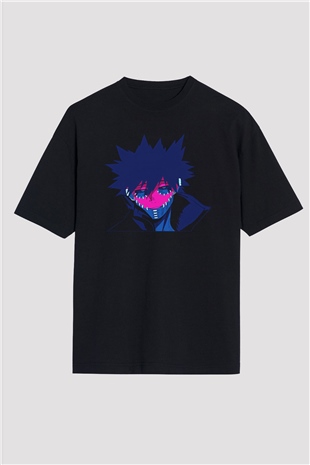 Dabi Baskılı Unisex Siyah Oversize Tişört - Tshirt